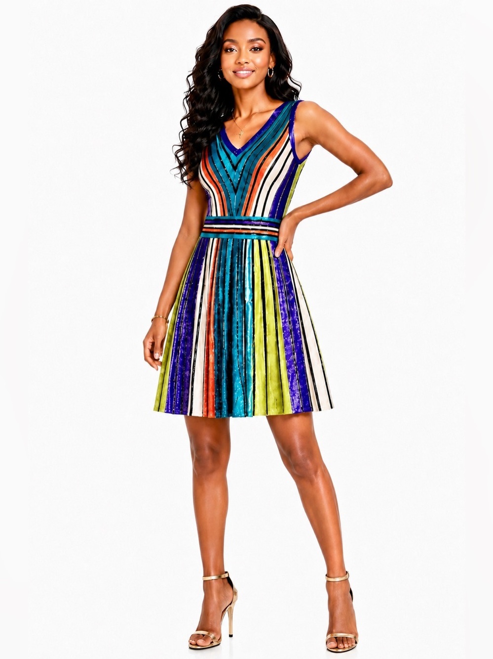 Missoni Multi Color Lurex Rib Knit Fit & Flare Dress Butterfly Crossed Back XS - Picture 6 of 6